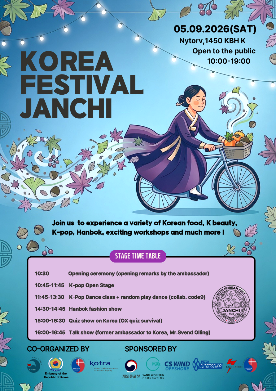 Janchi Korea Festival 2026 – officiel plakat (blå variant)